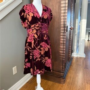 Adelyn Rae Burgundy Floral Midi Dress